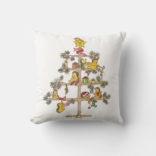 Christmas Hedgehogs Cushion (Front)