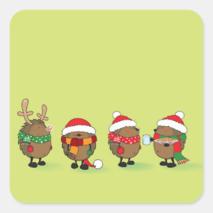 Christmas hedgehogs square sticker
