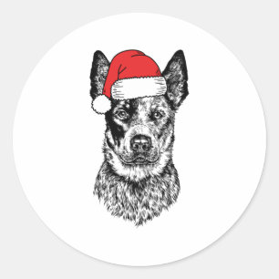 Christmas Heeler Santa Dog Holiday Classic Round Sticker