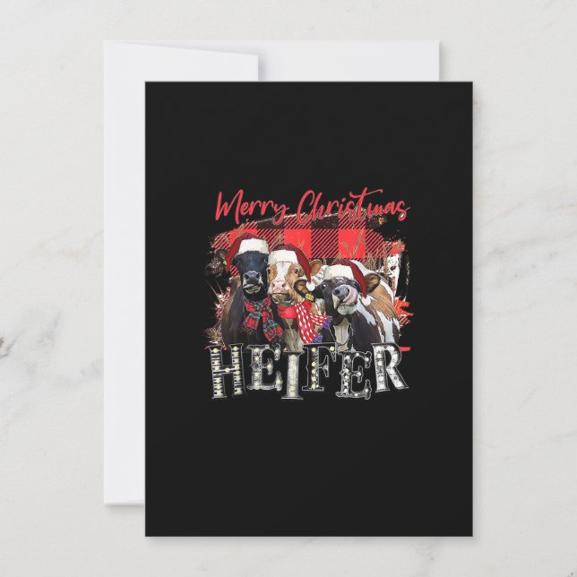 Christmas Heifer Santa Hat Christmas Lights Cow Lo Invitation (Front)