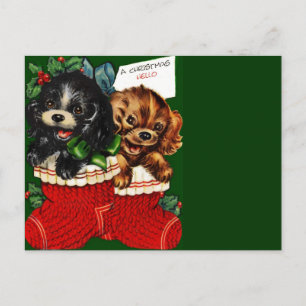 Christmas Hello Puppies Holiday Postcard