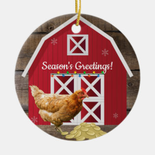 Christmas Hen Farm Ceramic Tree Decoration