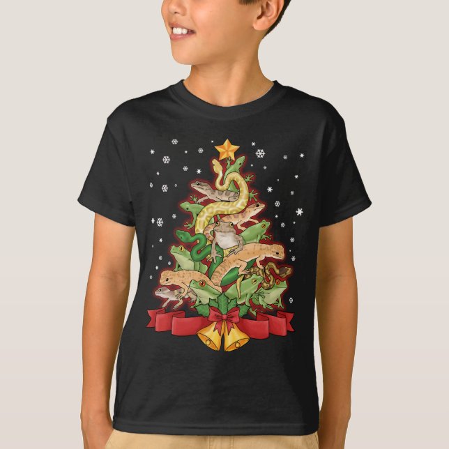 Christmas Herping Gift Herpetology Frog Snake Herp T-Shirt (Front)