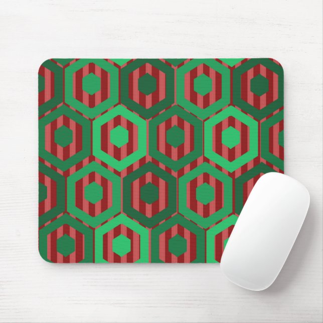 Christmas Hexagons  Mouse Mat (With Mouse)