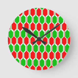 Christmas Hexagons Round Clock
