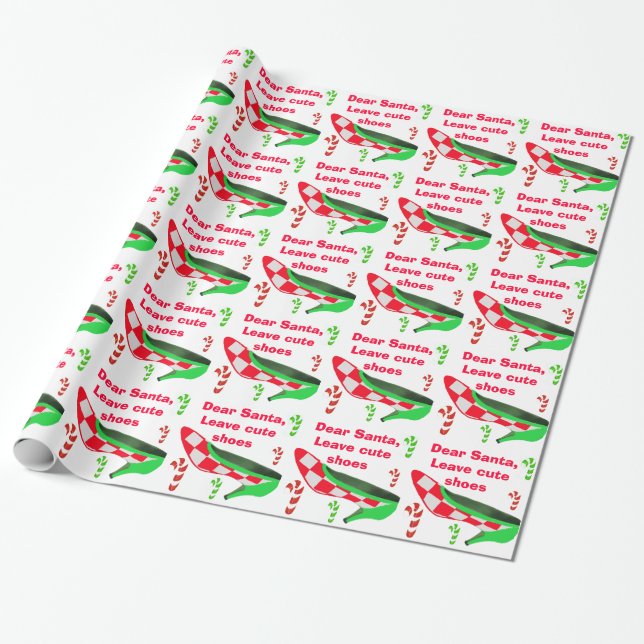 Christmas High Heel Shoe Wrapping Paper (Unrolled)