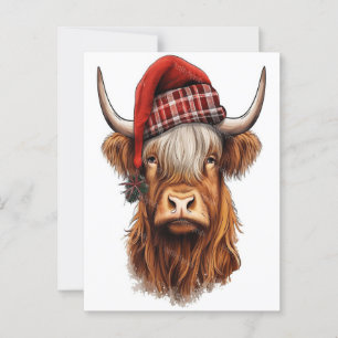 Christmas Highland Cow Bubblegum 2025 Postcard