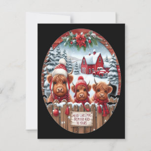 Christmas Highland Cow Bubblegum 2025 Postcard