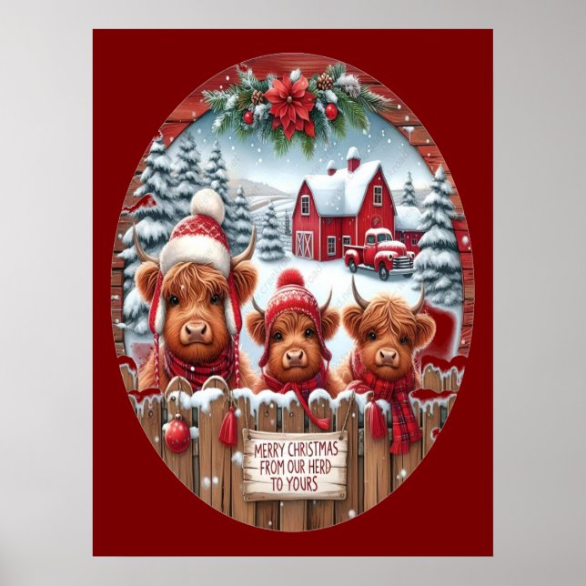 Christmas Highland Cow Bubblegum 2025 Poster (Front)