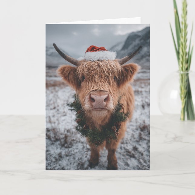 Christmas Highland Cow  Card (Front)