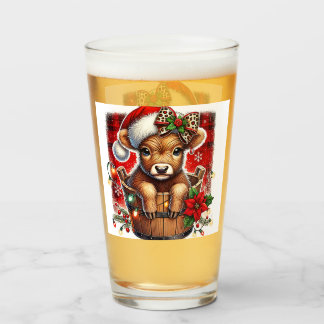 Christmas Highland Cow | Cute Festive Farmhouse Glass