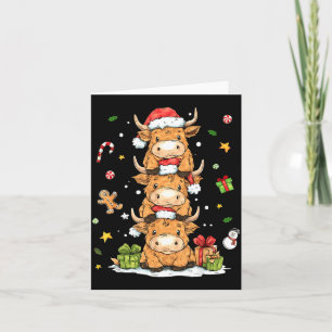 Christmas Highland Cow Cute Heifer Cow Santa Hat M Card