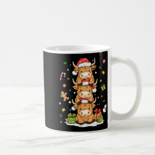 Christmas Highland Cow Cute Heifer Cow Santa Hat M Coffee Mug