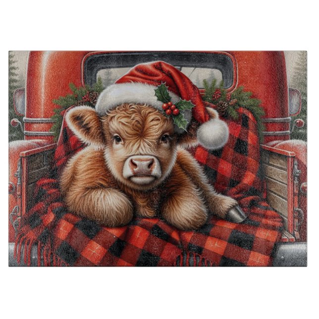 Christmas Highland Cow Cutting Board (Front)