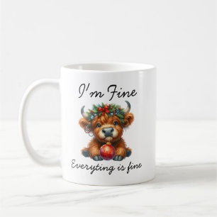 Christmas Highland Cow   Festive Holiday Coffee Mug