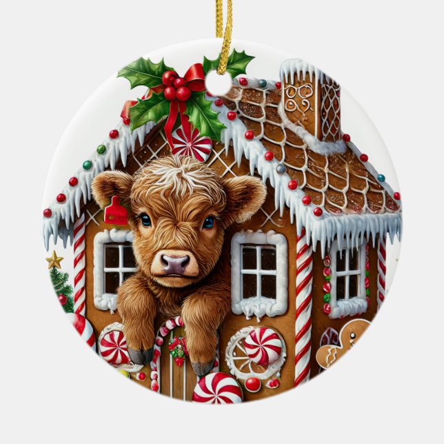 Christmas Highland Cow Ornament (Front)