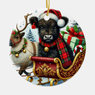 Christmas Highland Cow Ornament