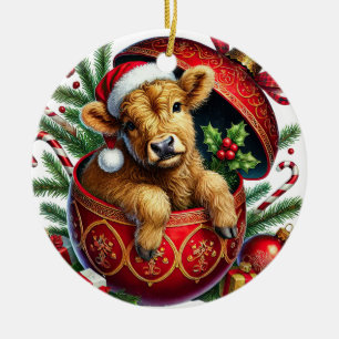 Christmas Highland Cow Ornament