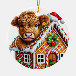 Christmas Highland cow ornament
