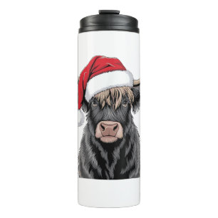 Christmas Highland Cow Santa Highland Cow Lover Fa Thermal Tumbler