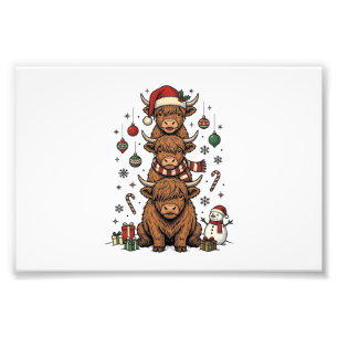 Christmas Highland Cow Vintage Engraving Shirt_1 Photo Print