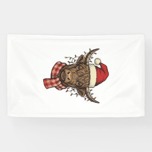 Christmas Highland Cow Vintage Engraving Shirt Des Banner