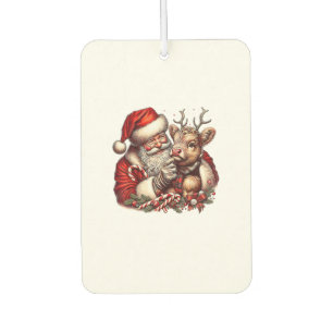 Christmas Highland Cow With Santa Scottish Vintage Car Air Freshener