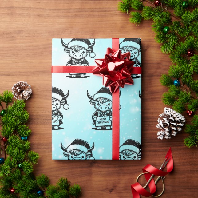 Christmas Highland Cow Wrapping Paper (Holiday Gift)