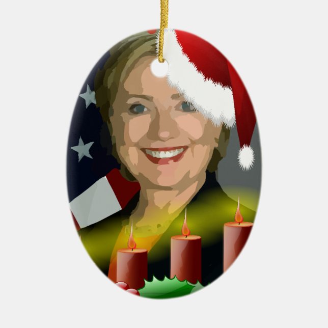 christmas hillary clinton ceramic tree decoration (Front)