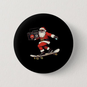 Christmas Hip Hop Santa Claus Skateboarding With B 6 Cm Round Badge