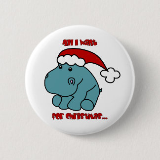 Christmas Hippo 6 Cm Round Badge
