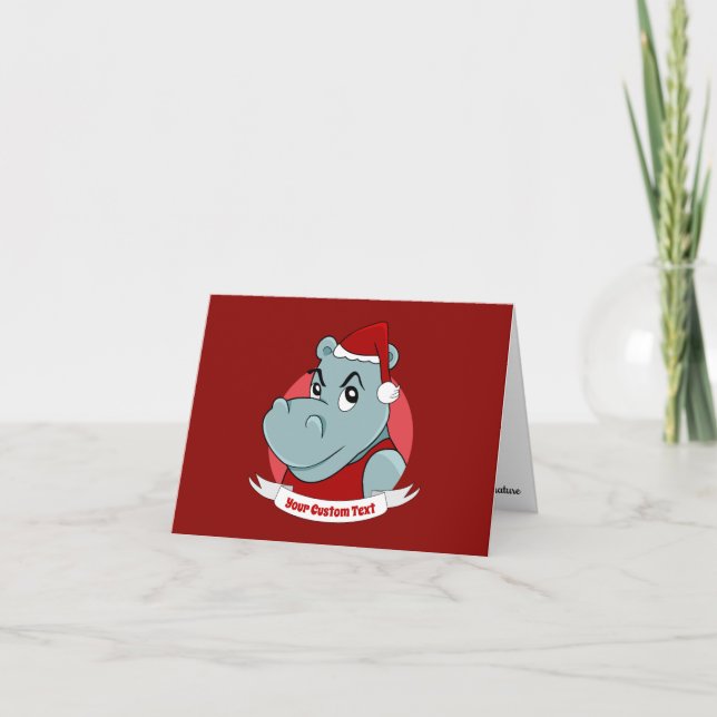 Christmas hippo cartoon card (Front)