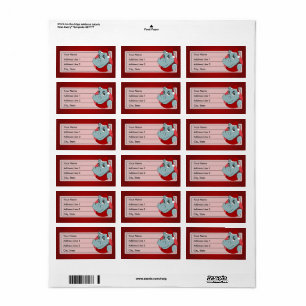 Christmas hippo cartoon label