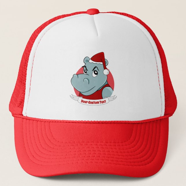 Christmas hippo cartoon trucker hat (Front)