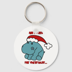 Christmas Hippo Key Ring