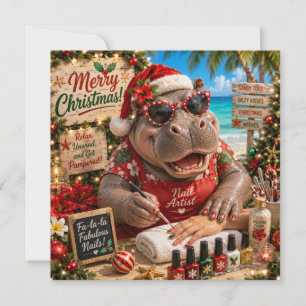 Christmas Hippo Nail Artist at Tropical Beach Spa  Card