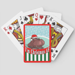 Christmas Hippopotamus in Hot Tub - Christmas AF Playing Cards