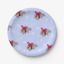 Christmas Hippopotamus Paper Holiday Party Plates