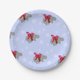 Christmas Hippopotamus Paper Holiday Party Plates