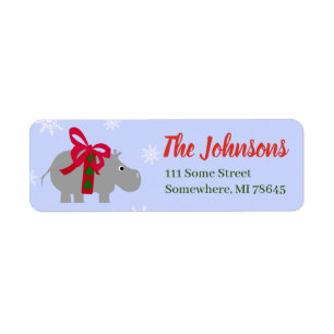 Christmas Hippopotamus Personalised Address Labels