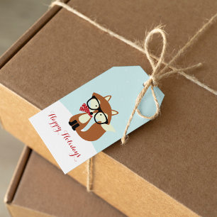 Christmas Hipster Fox Gift Tags