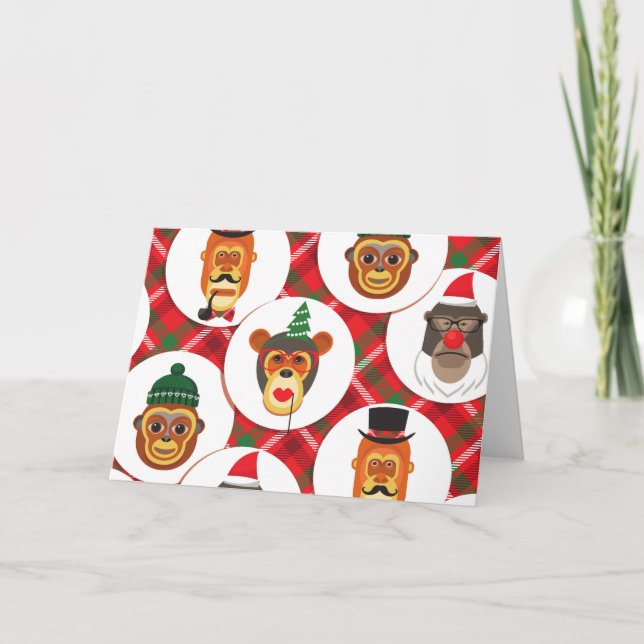 christmas hipster monkeys holiday card (Front)