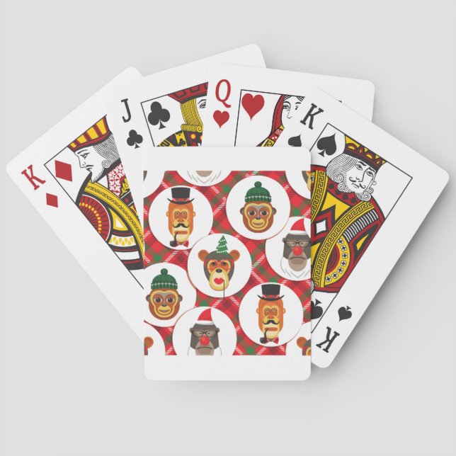 christmas hipster monkeys playing cards (Back)