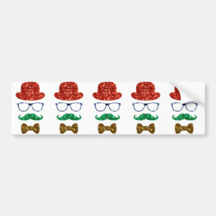 christmas hipster moustache bumper sticker