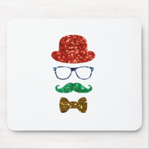 christmas hipster moustache mouse mat