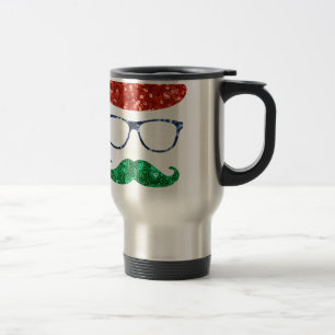 christmas hipster moustache travel mug