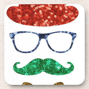 christmas hipster mustache coaster