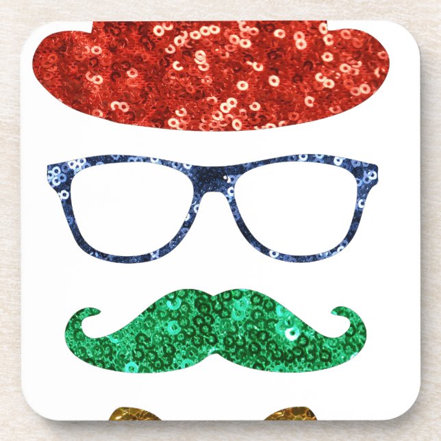 christmas hipster mustache coaster (Front)