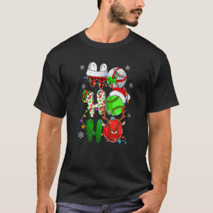 Christmas Ho Ho Ho Baseball  Santa Reindeer Elf Xm T-Shirt