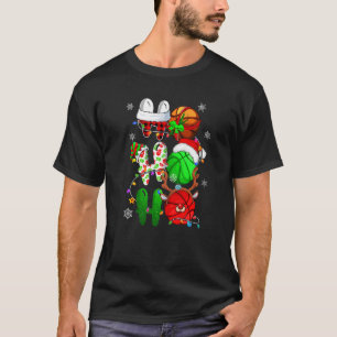 Christmas Ho Ho Ho Basketball  Santa Reindeer Elf  T-Shirt